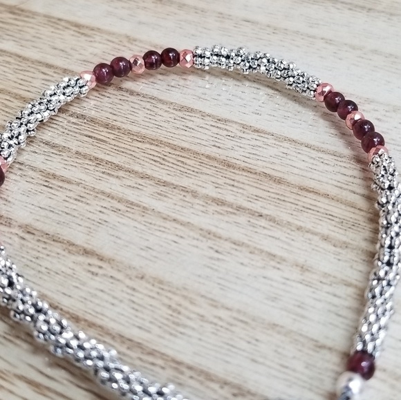 Garnet & Rose Gold Beaded Toggle Bracelet - Picture 6 of 7